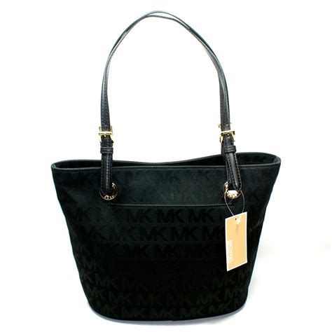 michael kors signature tote black|michael kors black signature handbag.